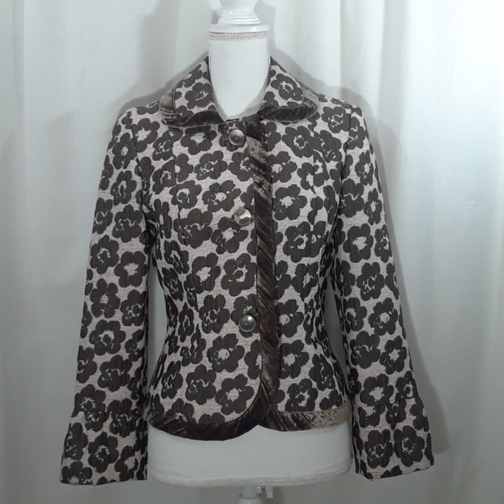 Womens Blazer Etcetera Floral Print Pink Brown